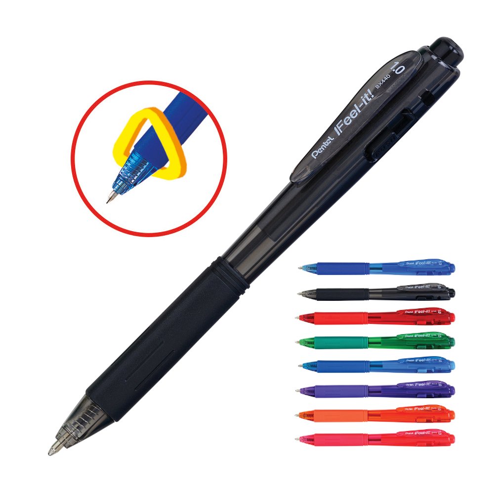 Produktbild von Druckkugelschreiber Set Pentel IZee BX470 Kugelschreiber Set - 48 Stück Mit Metallclip, 1mm Breitfeder, Weiches Schreiben Breitspitze Kugelschreiber