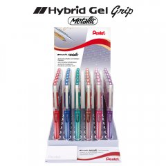 36 Pentel Gel-Tintenroller Hybrid Gel Grip DX Metallic im Display \(K230M-3G\)
