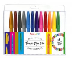 Pentel Faserschreiber Sign Pen Brush Colour 12er Set mi Pentel Faserschreiber Sign Pen Brush Colour 12er Set mi