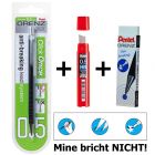 Pentel SET Druckbleistift ORENZ + AinSTEIN Minen + Radierer Schwarz